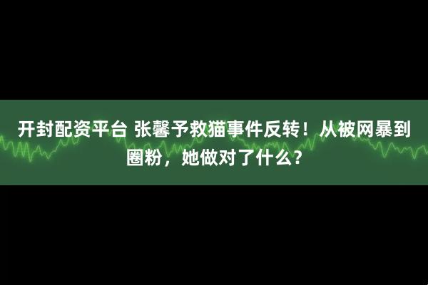 开封配资平台 张馨予救猫事件反转！从被网暴到圈粉，她做对了什么？