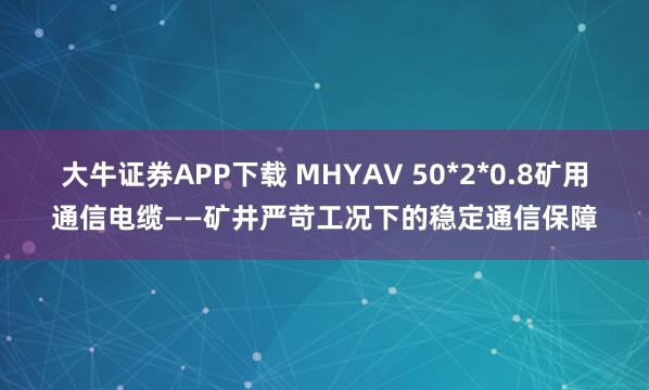 大牛证券APP下载 MHYAV 50*2*0.8矿用通信电缆——矿井严苛工况下的稳定通信保障